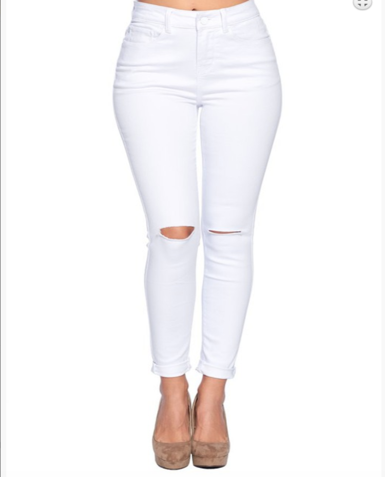Destroyed Classic White Jeans