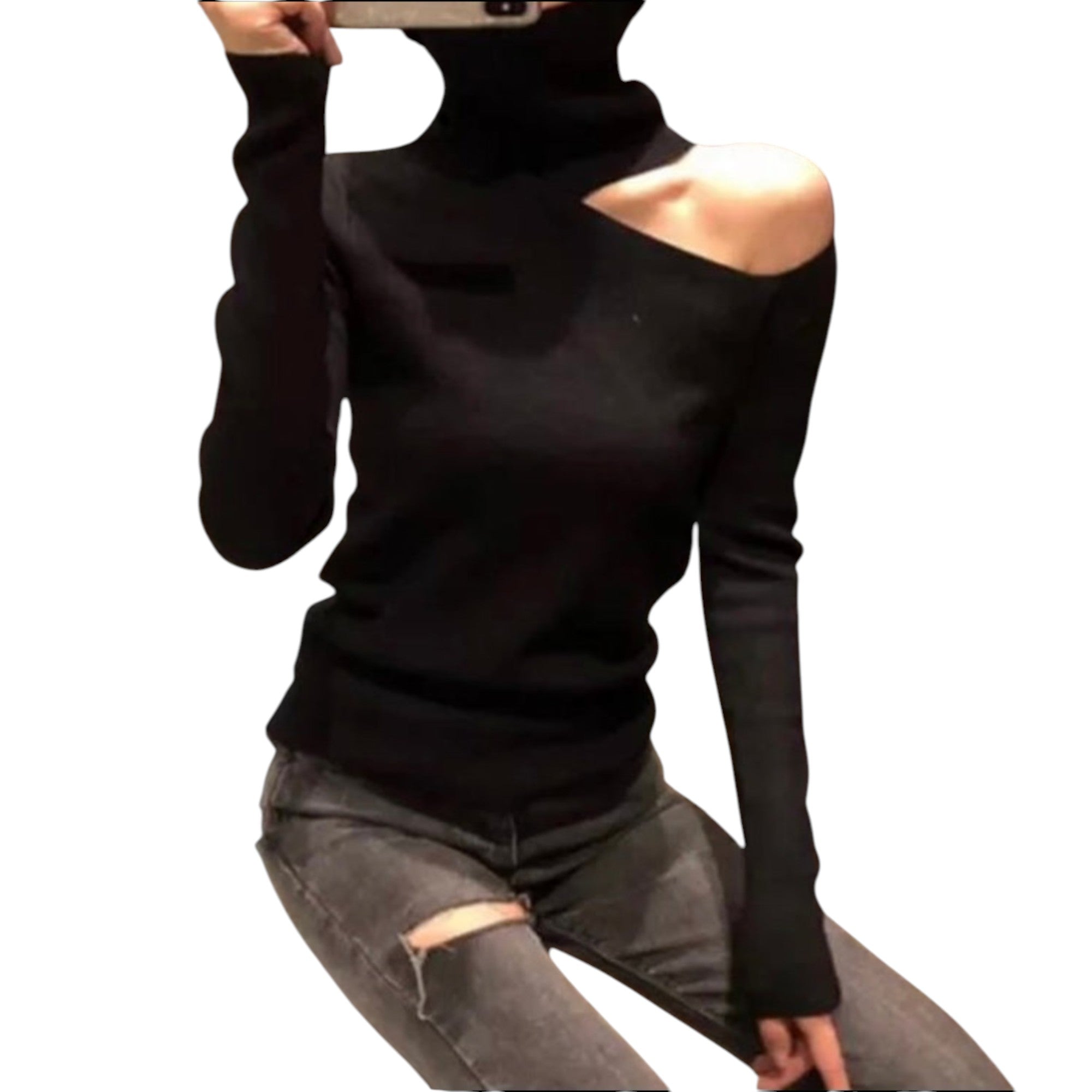 Cold Shoulder Turtleneck Sweater – Cozy with a Chic Twist