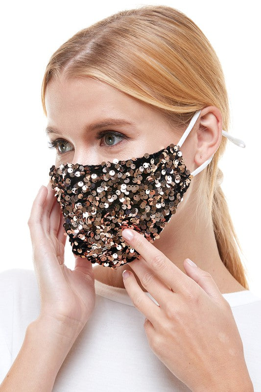 Velvet Gold Sequin Mask