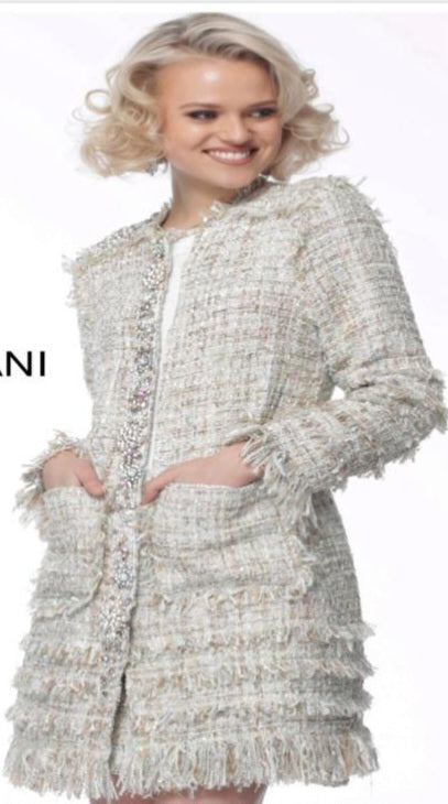 Jovani tweed fringe dress