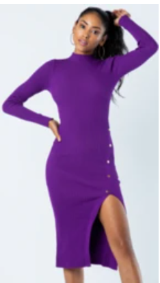Slit Sweater Dress