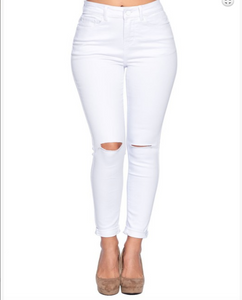 Destroyed Classic White Jeans