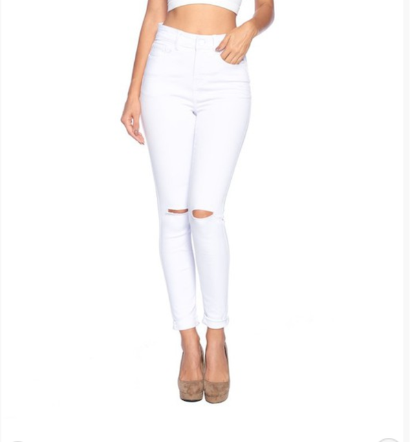 Destroyed Classic White Jeans