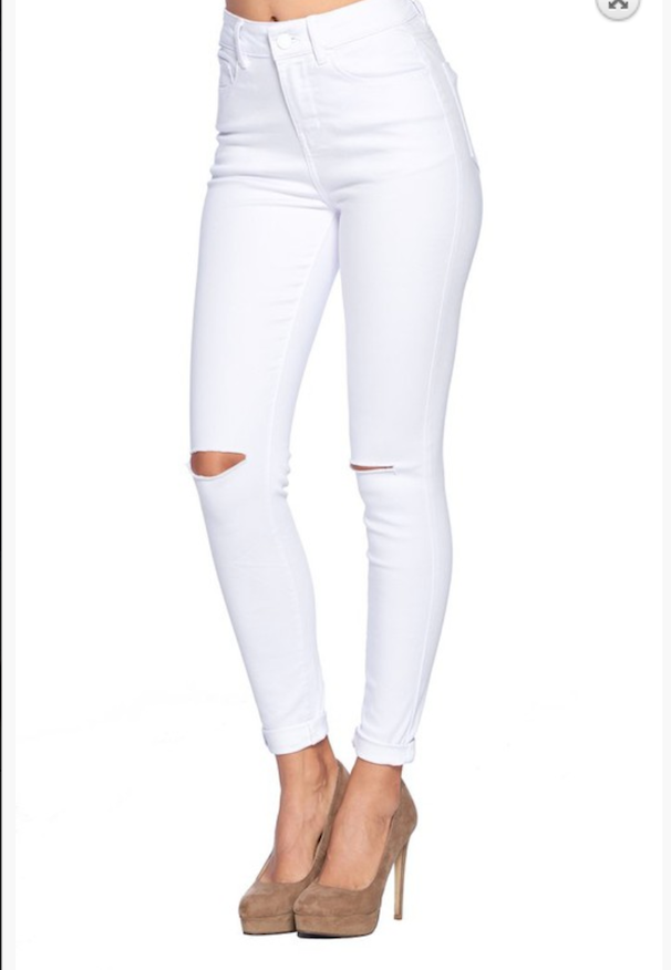 Destroyed Classic White Jeans
