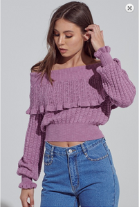 Ruffled Off The Shoulder Knit Sweater