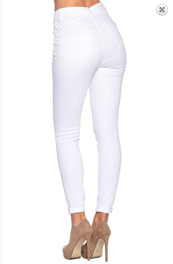 Destroyed Classic White Jeans