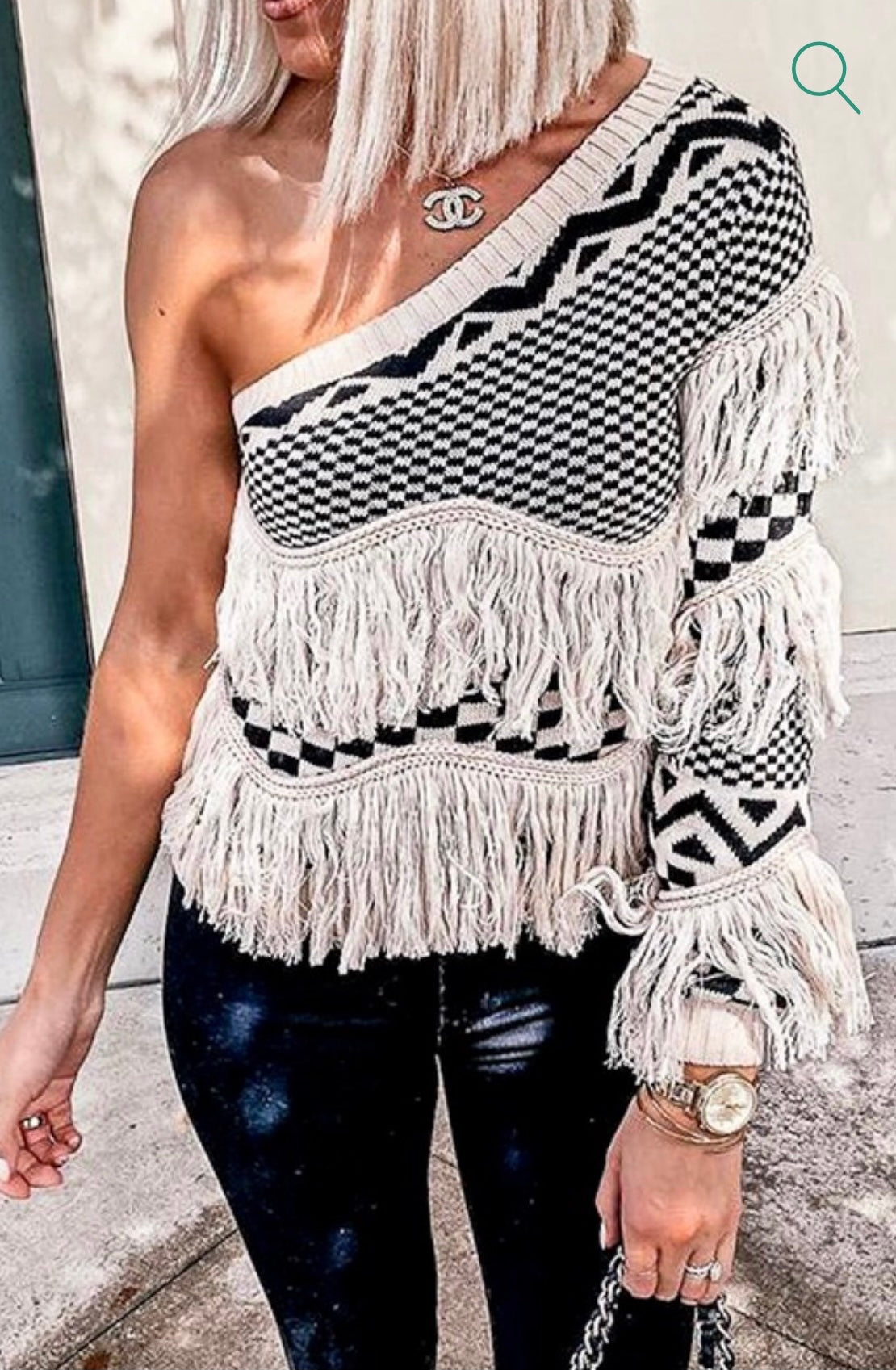 Fringe Shoulder Sweater