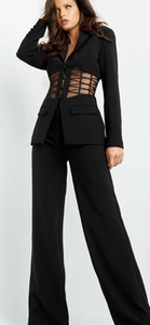 Jovani Two Piece Suit W/Lace Black or Cream