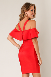 Ruffle Bandage Red Dress