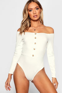 White Button Bodysuit