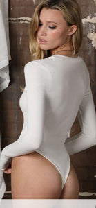 Ribbed Button Body Suit