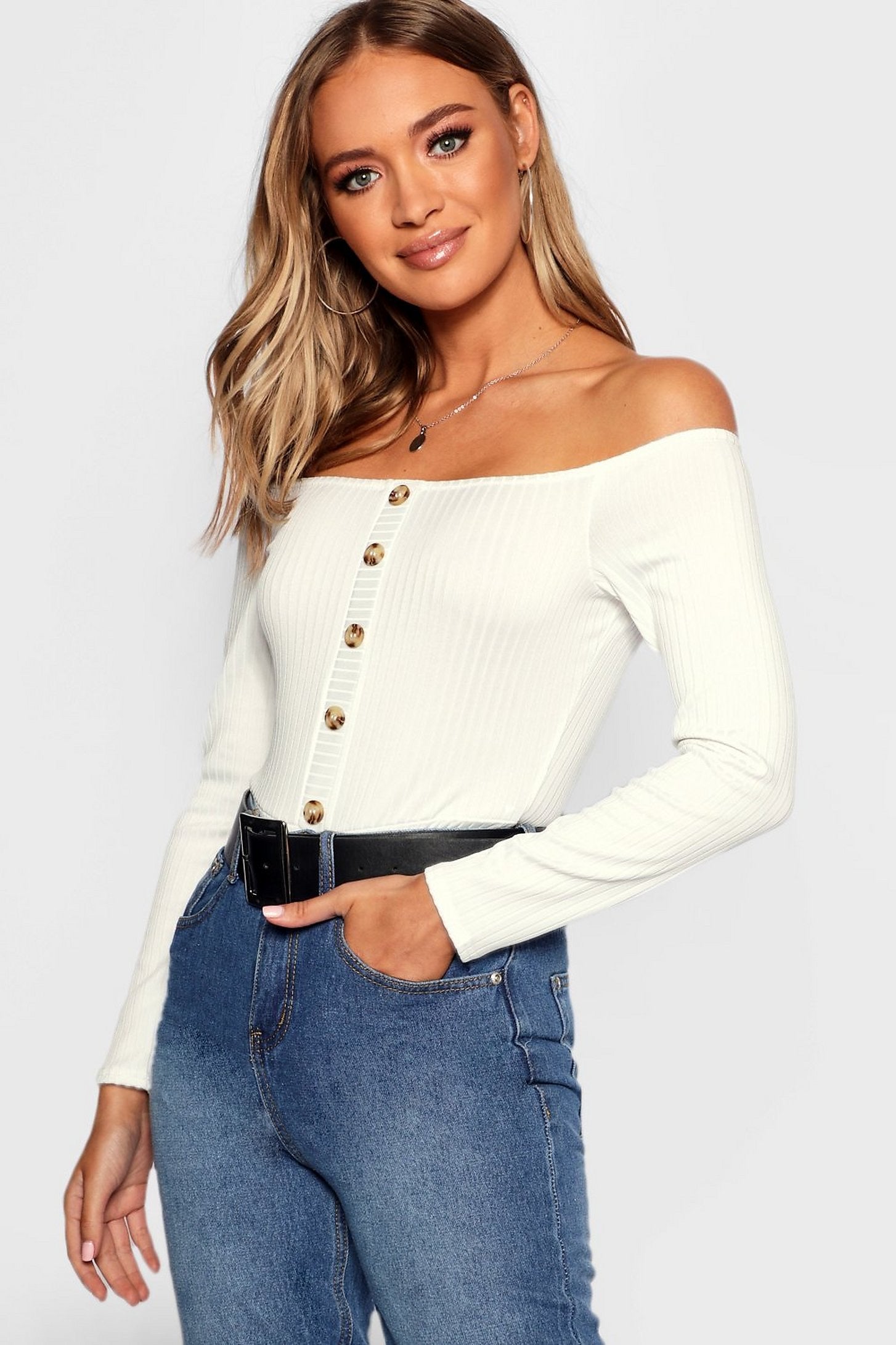White Button Bodysuit