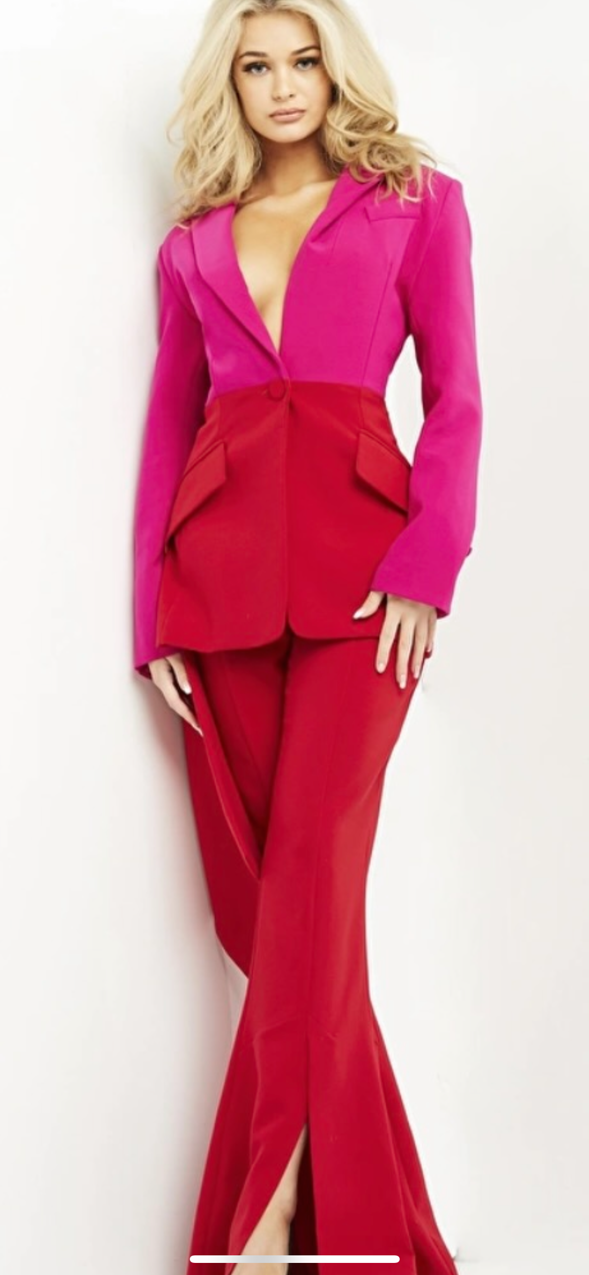 Jovani Pink & Red Two Piece Suit