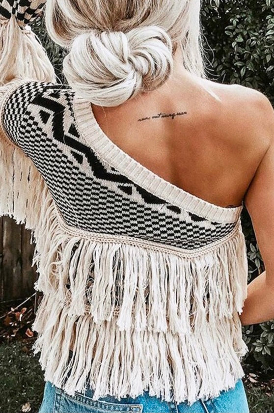 Fringe Shoulder Sweater