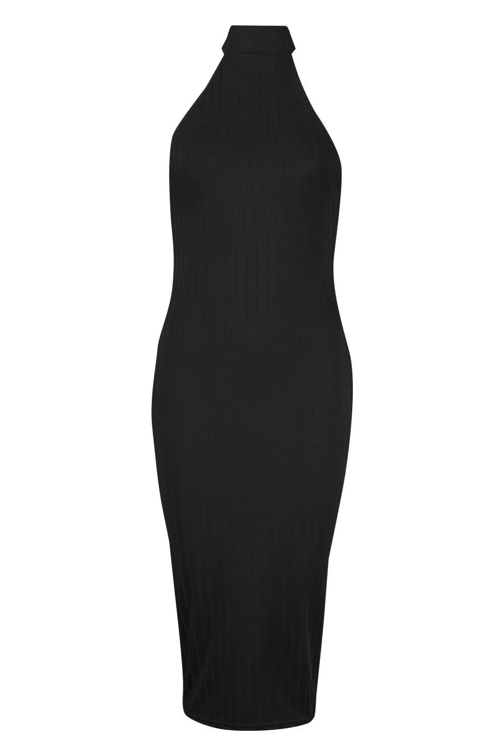 Black Racer Midi Bodycon Dress
