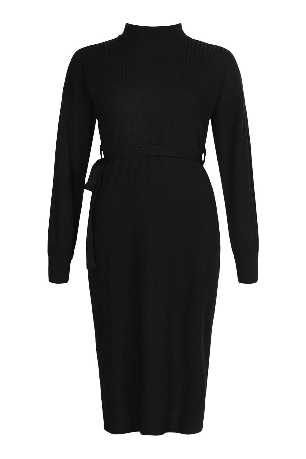 Black Belted Midi Dress