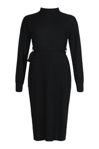 Black Belted Midi Dress